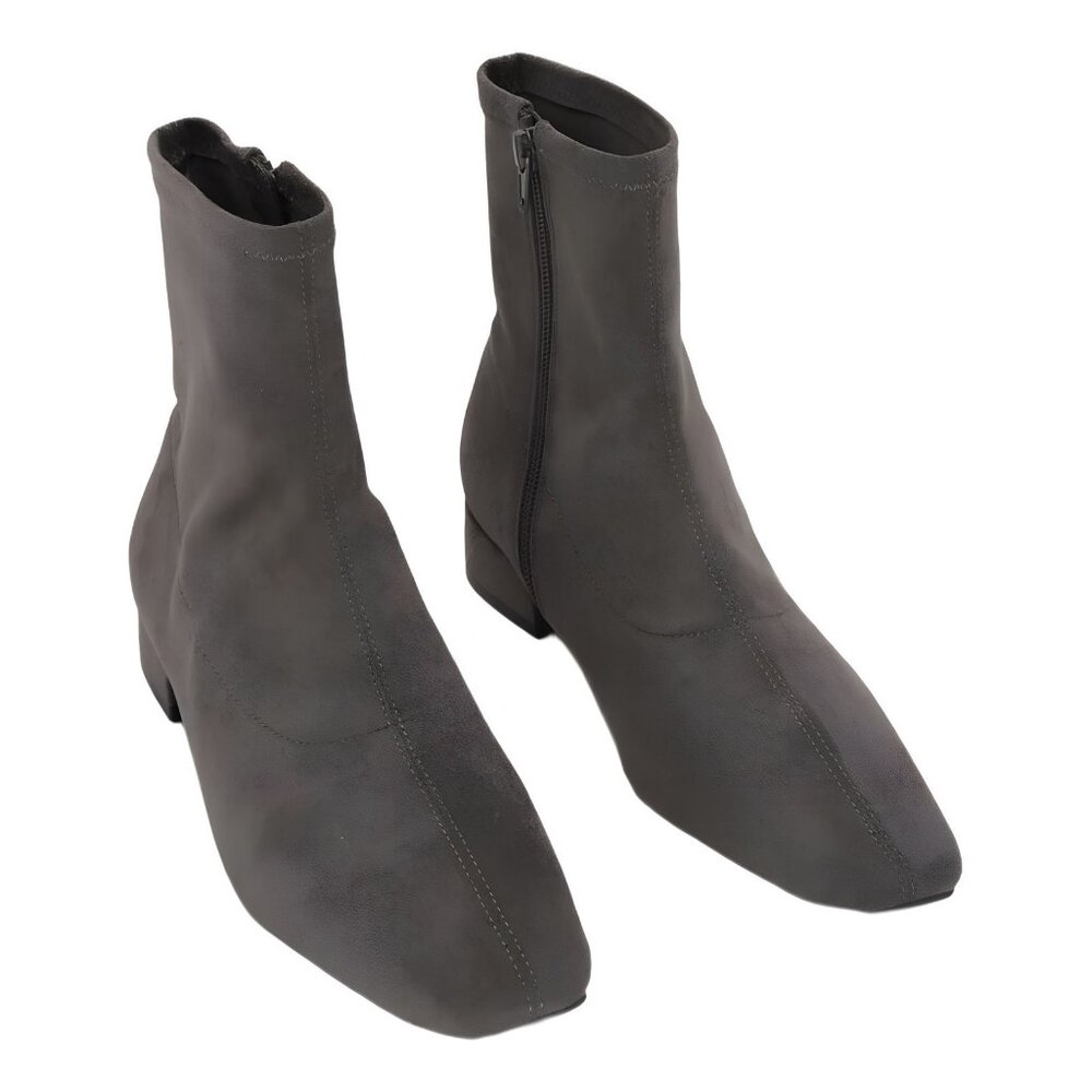 Anne Klein Russ Block Taupe Micro Ankle Boots 7.5M
